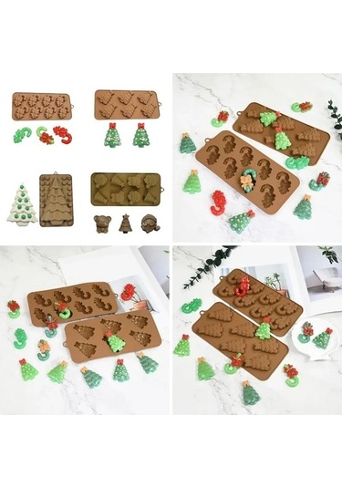 Besthome1 Noel Gibi Silikon Pasta Kalıbı - Yiyecek Grubu, Fırına Uygun, Esnek Çıkarım, Çikolata/pasta Dekorasyonu İçin Renkli Kahverengi