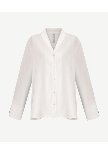 Yargıcı Geniş Şal Yaka Uzun Kol Gömlek 25kkgm6023x 006 Ekru
