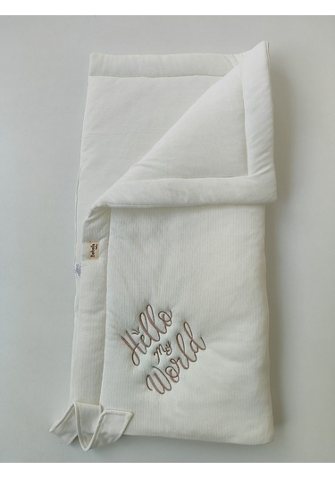 Bebek Battaniyesi %100 Pamuklu Bebek Kundak Battaniyesi Kız Erkek Dış Kundak Hastane Çıkışı Ekru