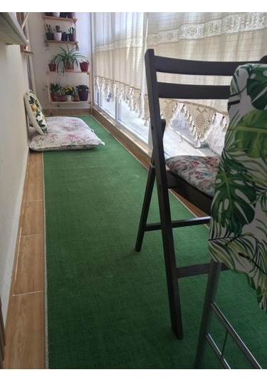 Yeşil Protokol Halı Özel Kesim Kaymaz Tabanlı Balkon Halısı (427038973)