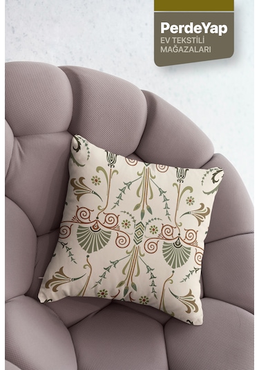 Modern İşlemeli Motifler Desenli 4'lü Kırlent Kılıfı