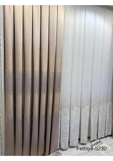 Nivemeshome Fethiye 614178 Taş V-5230 1/3 Sık Pileli Fon Perde Apm Taş