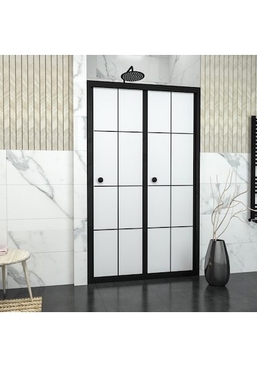 Tekno Duş Black Corina Karolajlı Tam Kumlamalı Cam Akordion Duşakabin Beyaz