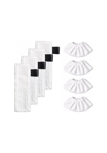 Yifomall Karcher Sc1/sc2/sc4/sc5 Buharlı Fırça İçin Beyaz Mop Kılıfı - 8'li Set