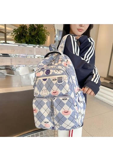 Dancemonkey Sırt Sırt Seyahat Öğrenci Mavi Kapasiteli Kadın Çantası Çantası Büyük Baskı Wh Mavi