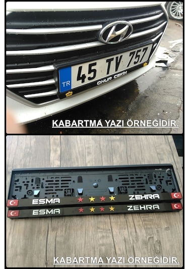 Isme Özel Pleksi Takmatik Plakalik Lazer Kesim 2 Adet Ön Ve Arka 323232633