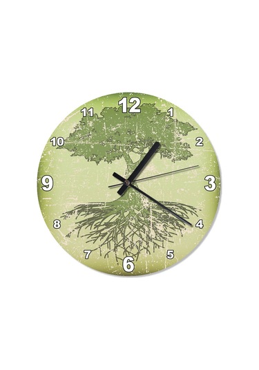 Yaşam Ağacı Desenli Duvar Saati (407732608) Yeşil