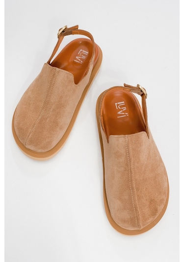 Laby Toprak Süet Hakiki Deri Kadın Sandalet Toprak