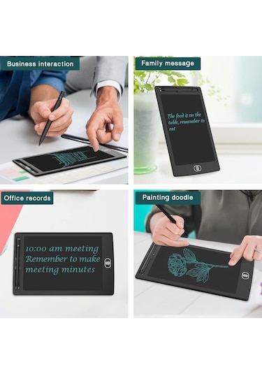 Mufunye Düz Kenarlı 12 İnç Elektronik Beyaz Tahta, Renkli Vurgulamalı El Yazısı Beyaz Beyaz