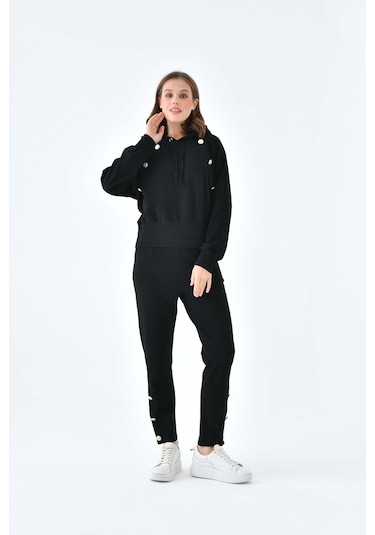 Ftz Women Kadın İki İp Düğme Detaylı Takım Siyah 30640-siyah Siyah