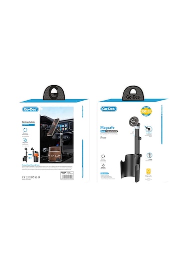 Go Des Gd-hd253 M-safe Magnetik 360 Derece Dönebilen Bardaklık Tasarım Telefon Tutucu Siyah Siyah