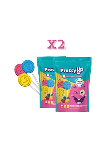 Pretty Up Diş Dostu Şekersiz Yassı Lolipop 2'li 10 x 5.5 G