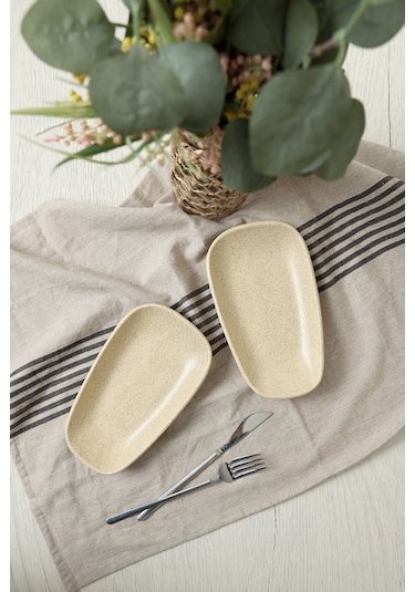 Keramika Mat Krem Tetra Kayık Tabak 21 Cm 2 Adet 039 Krem
