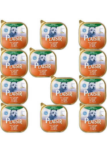 Plaisir Tavuklu Pate Konserve Yetişkin Köpek Maması 12 x 150 G