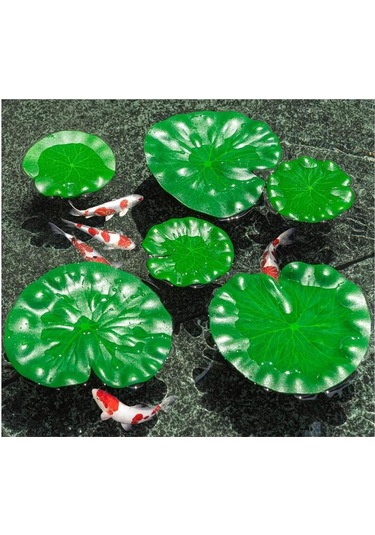 Qingmipy 6 Adet Plastik Sahte Nilüfer Yaprağı - 3x10cm + 3x15cm - Havuz, Akvaryum Ve Bahçe Dekorasyonu İçin Kayar Simülasyon Yaprağı