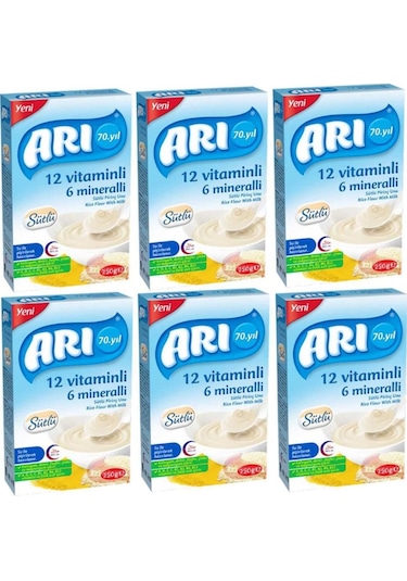 Arı Mama 12 Vitaminli 6 Mineralli Sütlü Pirinçli 250gr X 6'lı