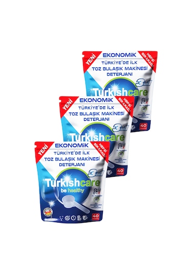 Turkishcare Ekonomik Hepsi Bir Arada Bulaşık Makinesi Deterjanı Toz 40x3 120 Yıkama