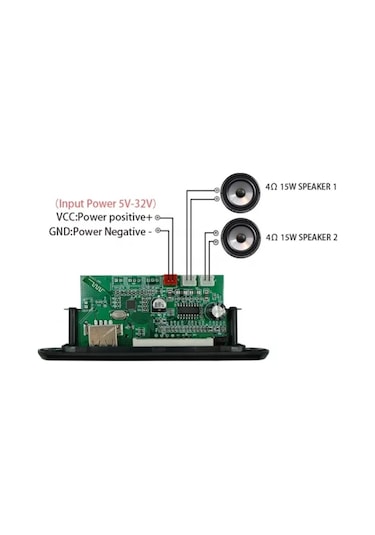 Usb bluetooth Fm 12V  ( 2 Hoparlör bağlanabilen ) mp3 dekoder