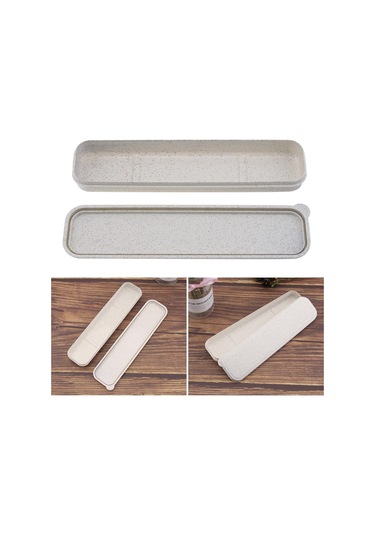 Singree Seyahat Çatal Bıçak Saklama Kutusu - Taşınabilir Yemek Ürünleri Depolama Kutu Bej