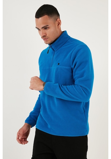 Buratti Slim Fit Anti-Pilling Tüylenme Yapmayan Bato Yaka Kışlık Şardonlu Erkek Polar 5906001 Saks