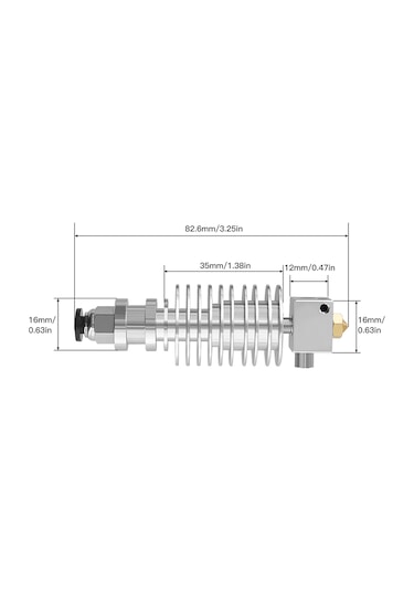 Yaleker Aibecy 3d Yazıcı I3 Mega Isıtıcı Ucu Seti - 24v 40w, Termistörlü, Teflonlu Boru, 0.4mm Nozzle, 1.75mm Filament