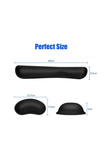 Bilek Destekli Mouse Pad, Kaymaz Ergonomik Bilek Destekli Siyah