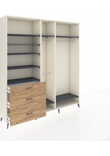 Hyperion Dolap 9 Raflı 3 Çekmeceli 3 Askılı 220x44x243 Aytaşı-antrasit/çam Antrasıt/atlas Çam
