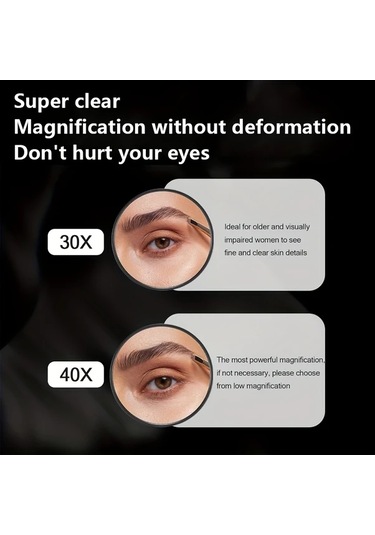 Fochsia Güçlü Vantuzlu 3.5 İnç Büyüteçli Seyahat Makyaj Aynası - Kaş Ve Kirpik İçin Kompakt Siyah Tasarım Siyah