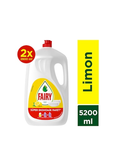 Fairy Limon Kokulu Sıvı Bulaşık Deterjanı 2 x 2600 ML