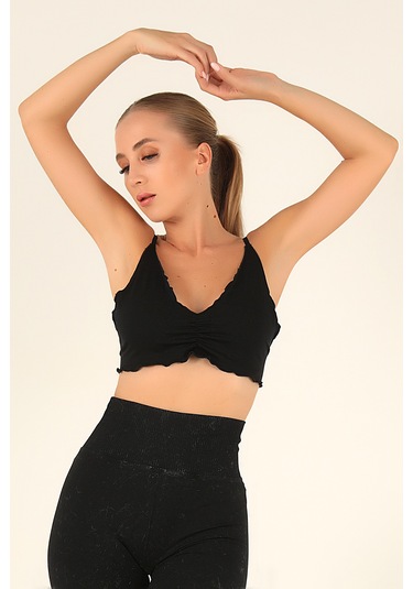 Doremi Büzgü Detay Ayarlanabilir Askılı Büstiyer Sıyah-m siyah