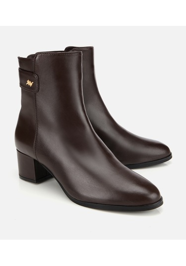 Hotiç Kadın Deri Kahverengi Toka Detaylı Bilekte Topuklu Bot 01boh313370a480 01boh313370a480 Kahverengi