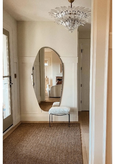 Fawdecor Amsterdam Dekoratif Duvar Aynası, Modern Ev Aynası 30 X 60 Cm Beyaz