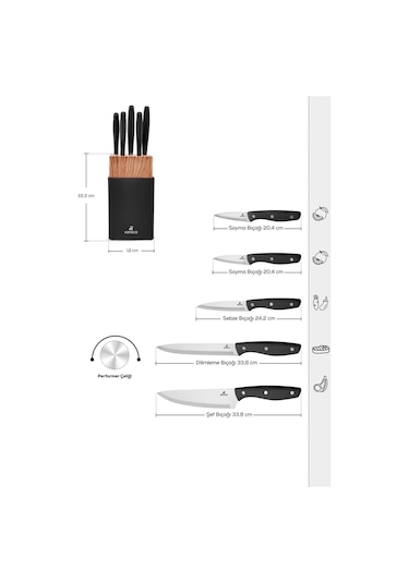 Karaca  Mastercut 6 Parça Bıçak Seti Siyah