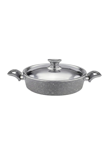 28 Cm Granit Karnıyarık & Pilav Tenceresi Çelik Kapak - Gri Gri