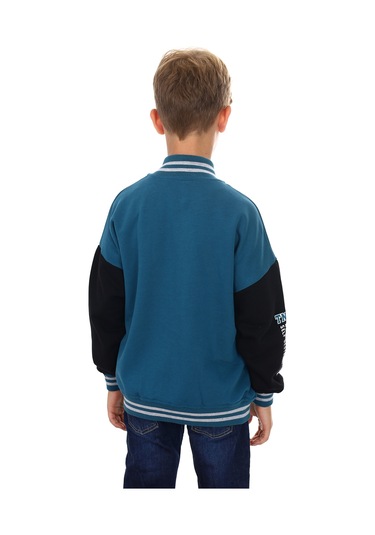 Toontoy Erkek Çocuk Nakışlı Kolej Hırka Petrol Mavi