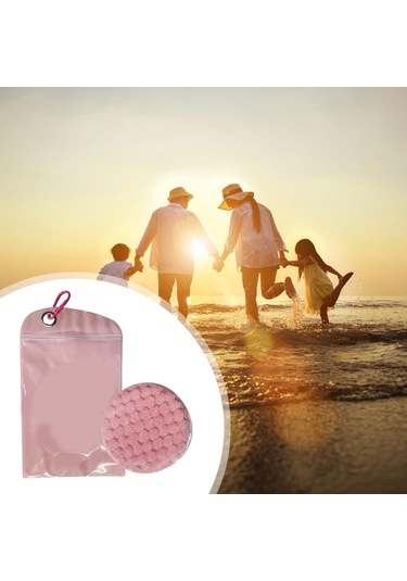 Suntek Kum Temizleme Torbası Fırçası Cilt Dostu Plaj Pembe Pembe