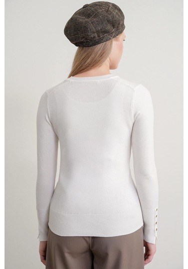 6736 Kadın Bisiklet Yaka Kolu Droplu Triko Kazak Kemik Kemik