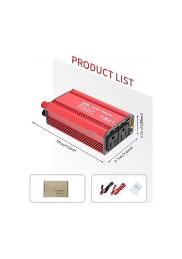 Besthome1 300w Araç İnvertörü: 12v'den 110v'ye Hızlı Şarj, Pd65w & Qc3.0 Usb Çıkışlı Kırmızı Alüminyum Model