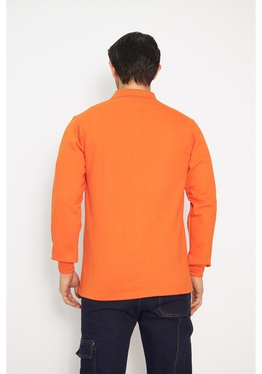 Orange Safety Turuncu Polo Yaka Uzun Kol Sweat T-shirt Kışlık