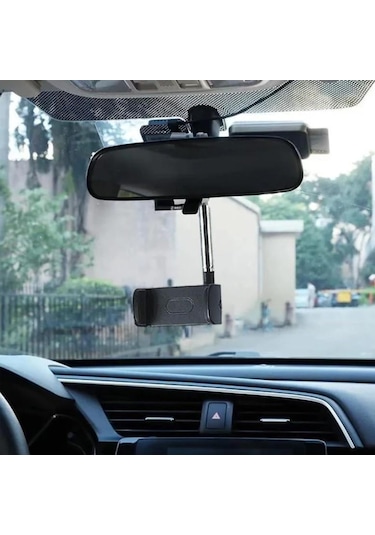 Zhltools Araç İçi Dikiz Aynası Telefon Tutucu Teleskopik Telefon Tutacağı Siyah