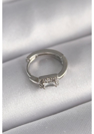 Ceylan Adam 316l Çelik Gümüş Renk Kare Zirkon Taşlı Tragus Piercing Çok Renkli