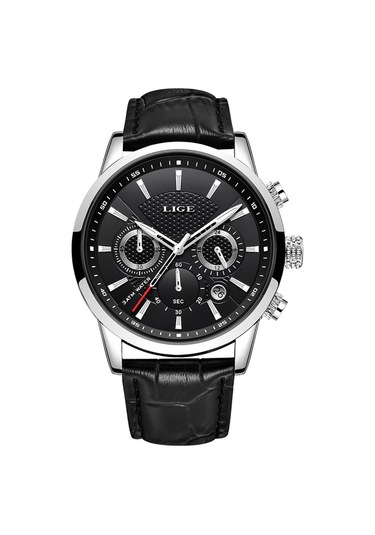 Dış Ticaret Lıge Erkek Spor Kuvars Saat Su Geçirmez Çelik Kemer Çift Gözlü Çok Fonksiyonlu Saat İş Saati Kemergümüşsiyah Diğer