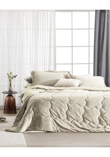 Madame Coco Kaira Çift Kişilik Comforter Set - Bej Ekru