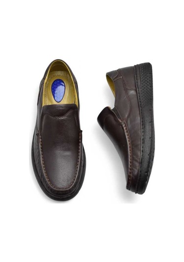 9575 Ortopedik Taban Siyah Hakiki Deri Erkek Ayakkabı Yazlık Mevsimlik Kahverengi