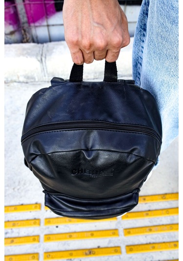 Cnt006 - Cilt Deri Erkek Sırt Çantası Sıyah Çok Renkli