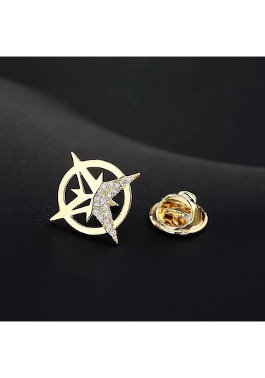 Altın Yıldız Broş Erkek Takım Elbise Broş Gömlek Yaka Düğmesi Butik Takılar Broş Takı Moda Kişilik Rozeti Anti-ışık Düğmeleri