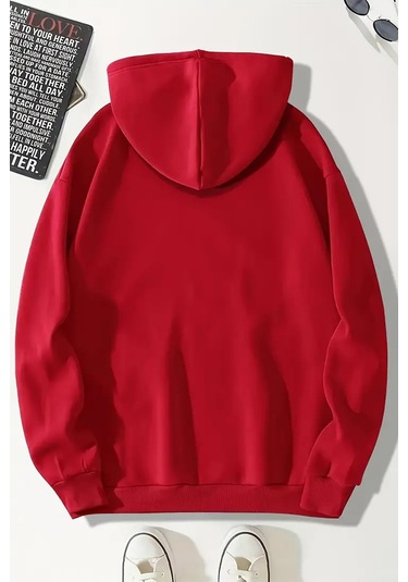 Duck Baskılı Oversize Sweatshirt Kırmızı