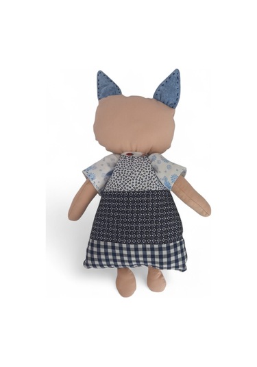 Kedi Hanım Patchwork Bez Bebek Tekli