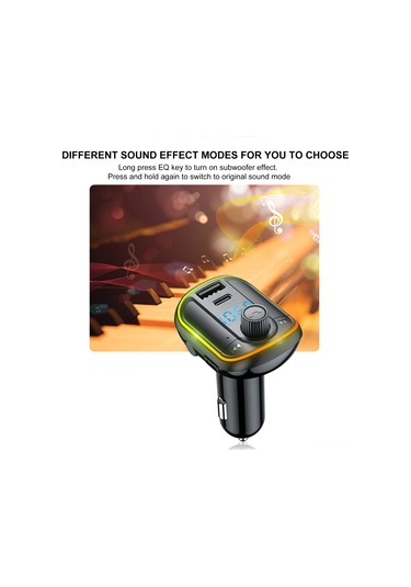 Padalink Araç Fm Transmitter Bt 5.0, Pd18w+qc3.0 Hızlı Şarj, Renkli Işık Modları, Sesli Asistan, Elsiz Konuşma, Tf Kart/usb Desteği