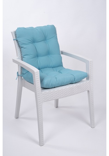 Altınpamuk Neva Pofidik Arkalıklı Özel Dikiş Sandalye Minderi Turkuaz